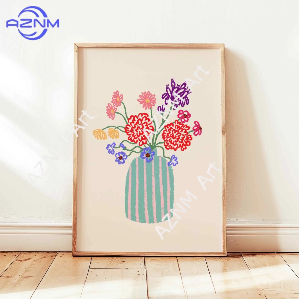 1/3pcs 추상 꽃병 파스텔 꽃 꽃다발 포스터 레트로 - Florist Supply Vases 리뷰 및 가격