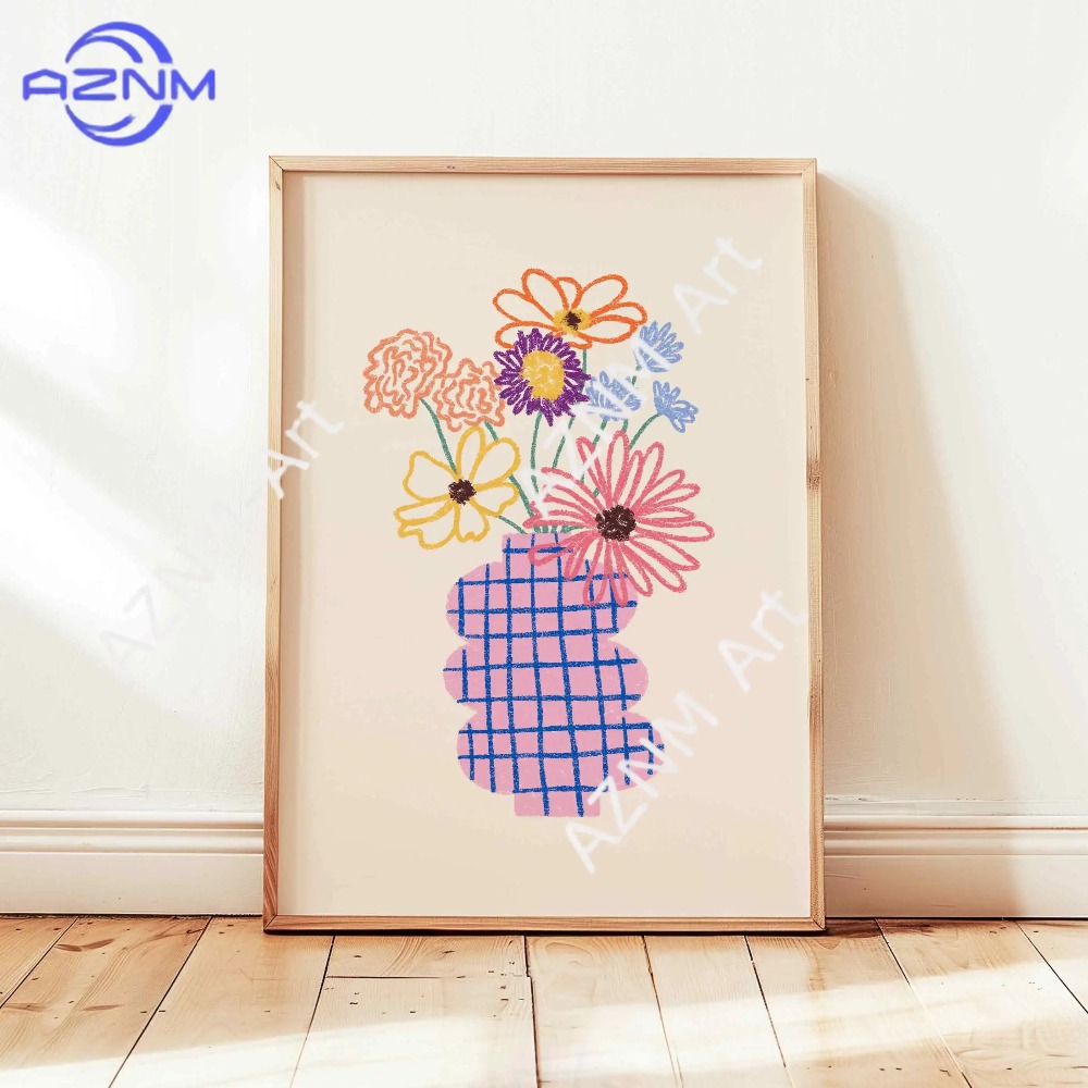 1/3pcs 추상 꽃병 파스텔 꽃 꽃다발 포스터 레트로 - Florist Supply Vases 리뷰 및 가격