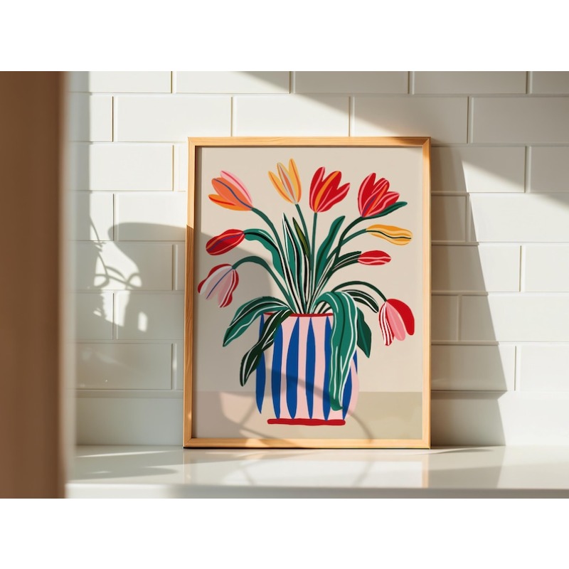 2개 튤립 꽃 캔버스 벽 예술, 프레임 없는 현대적인  - Florist Supply Vases 리뷰 및 가격